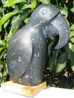 Blue Macaw 10 - A marble sculpture by Cliff Fraser