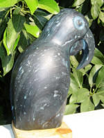 Blue Macaw 11 - A marble sculpture by Cliff Fraser