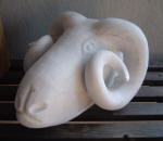 Horned Goat 7 - A marble sculpture by Cliff Fraser